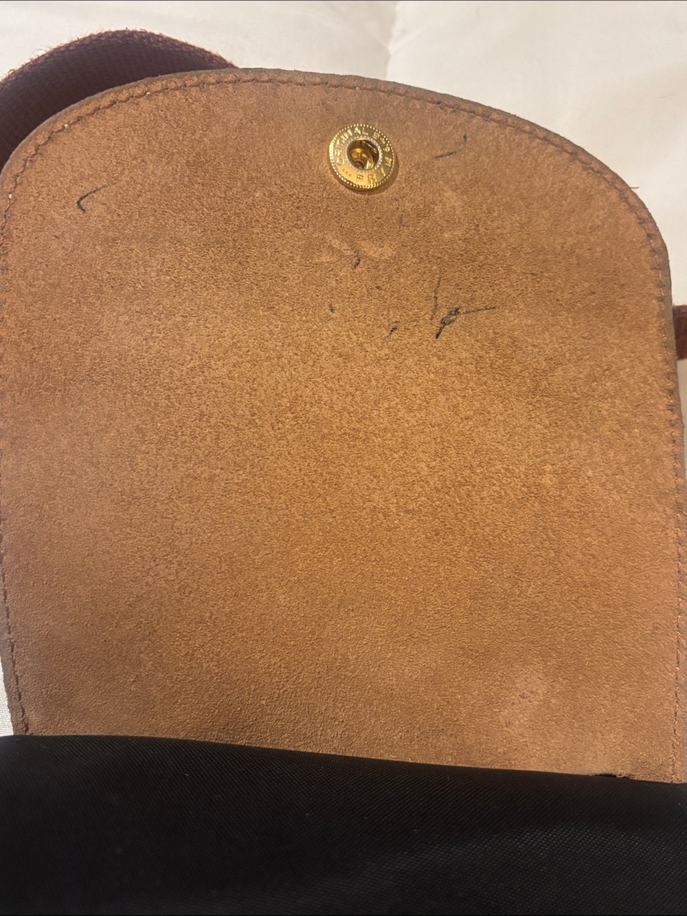 Longchamp Black Nylon Backpack with Brown Leather Flap and Straps - Picture 3 of 9